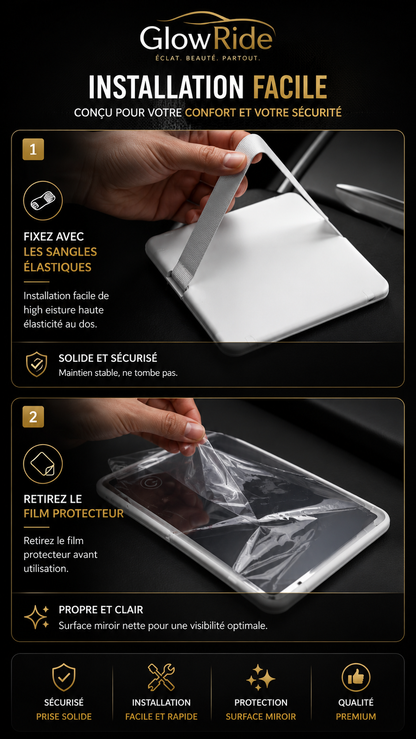 🚘  GlowRide – Miroir LED Tactile Haute Qualité pour Pare-Soleil | Lumière LED Puissante ✨Tactile Haute Qualité pour Pare-Soleil | Lumière LED Puissante ✨